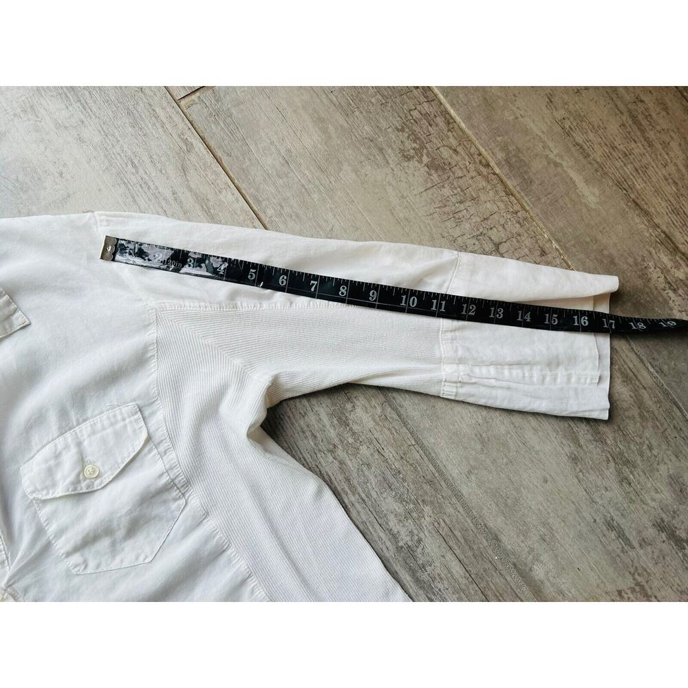 Max Studio Mixed Media Button Down Designer White… - image 8